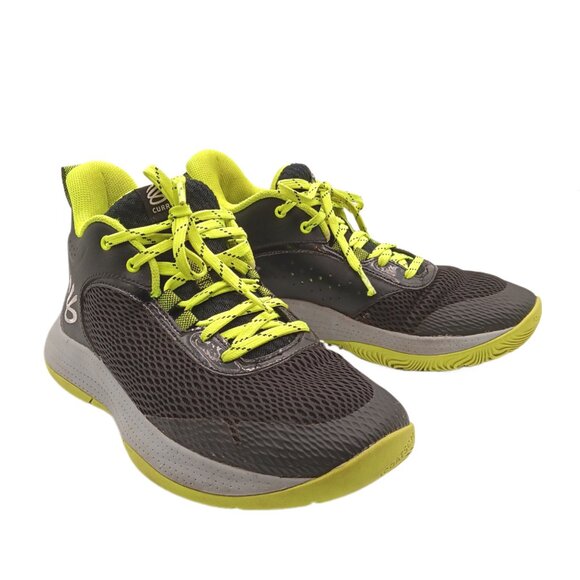 Under Armour Curry 3Z6 Sneakers Womens 8.5 Black Volt Gray Mesh Low Top Athletic - Picture 3 of 5
